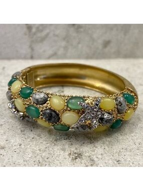 CABI "Tide Pool" Gold-tone Hinged Cuff Bracelet - Rhinestone Sea Stars